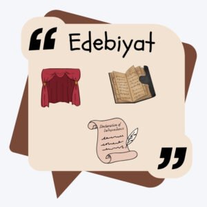 Üstte "Edebiyat" başlığı, aşağısında tiyatro ve metin görselleri var.