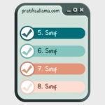 Sanal ekran görüntüsü üzerinde 5, 6, 7 ve 8. sınıf kompozisyon konuları sembolü var.