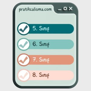 Sanal ekran görüntüsü üzerinde 5, 6, 7 ve 8. sınıf kompozisyon konuları sembolü var.