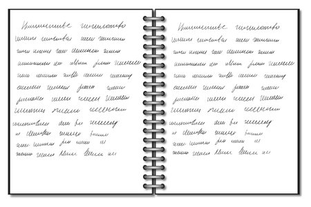 Defter sayfalarında yazı görseli.